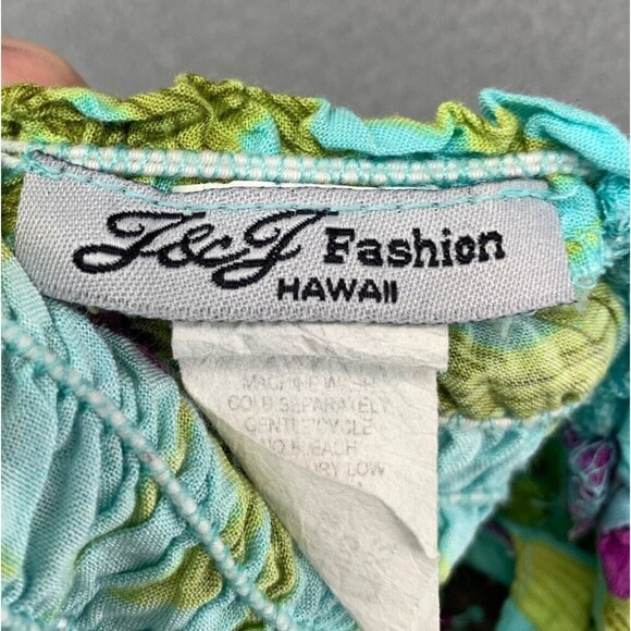 Vintage J&J Hawaii 100% Rayon Maxi Dress 2XL Tropical Granny Core Hippie Gypsy - Picture 3 of 15